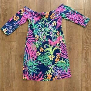 Lilly Pulitzer Laurana Off The Shoulder Dress in Indigo All A Glow - Medium